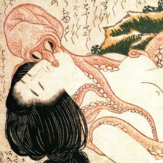 «Le rêve de la femme du pêcheur» Hokusai, 1814. Détail.